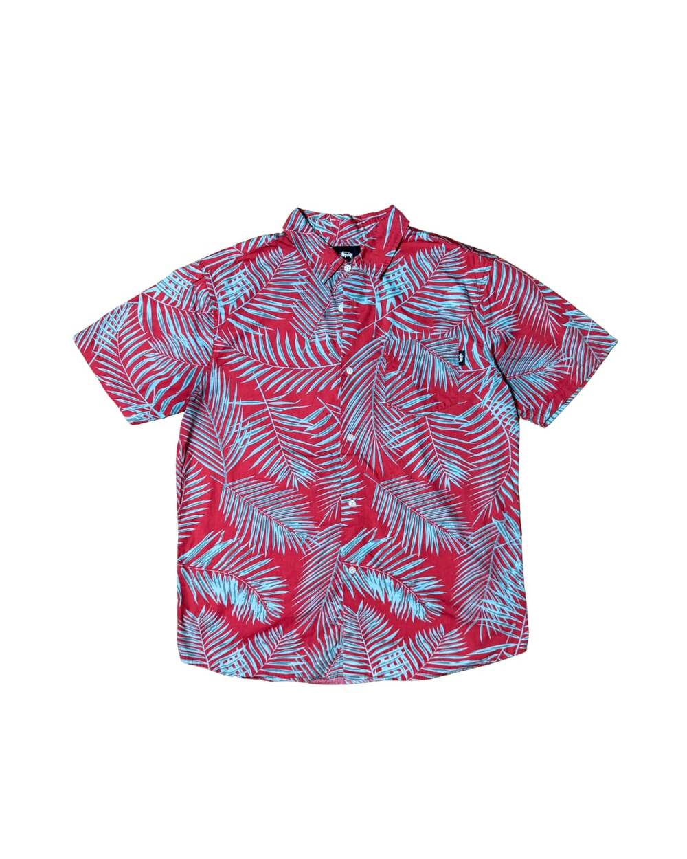 Stüssy Palm Leaf Print Short Sleeve Button Down Shirt